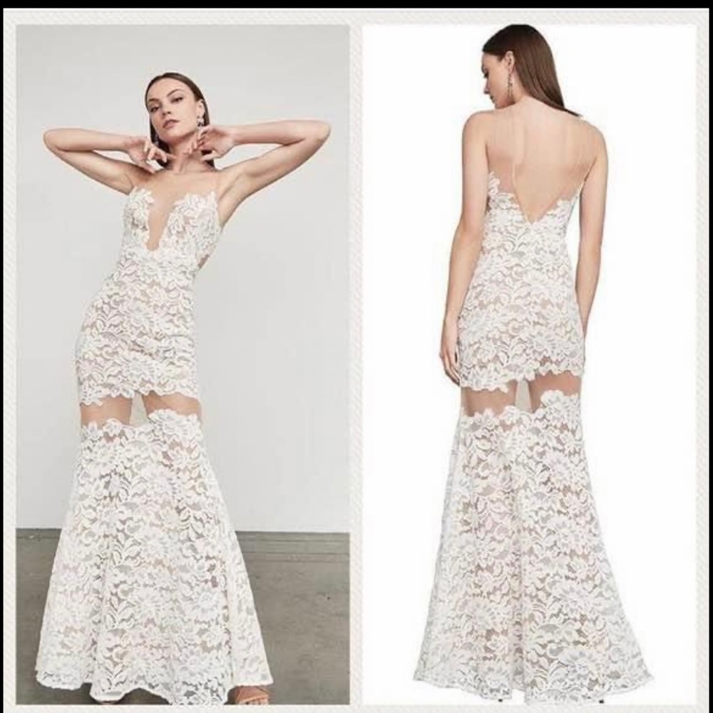 Bcbg lace wedding prom dress gown size 6 fits 4-6, new w/o tags